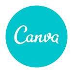 Blue & white logo for Canva, an online graphic design platform used by many small businesses
