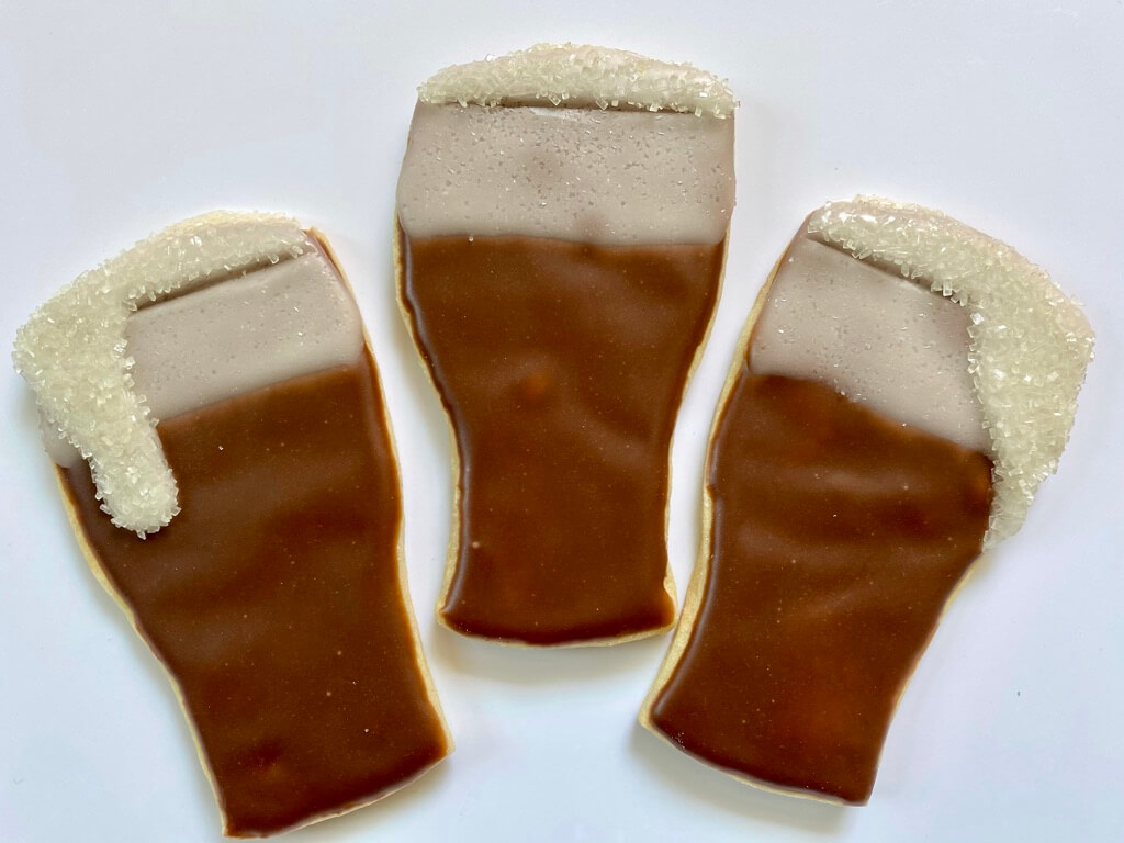 3 Guinness pint decorated cookies